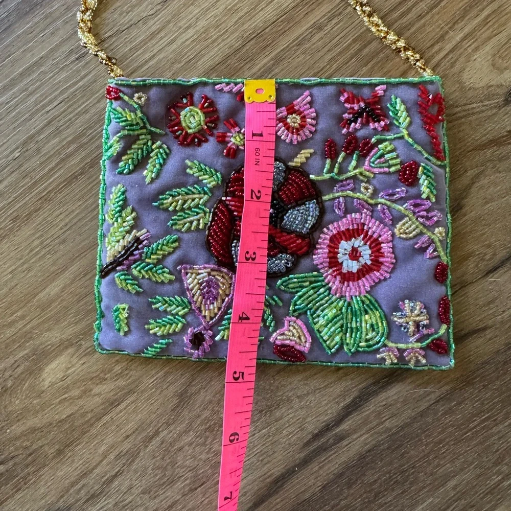 Valerie Stevens Multicolor Floral Beaded Crossbody Boho Bag